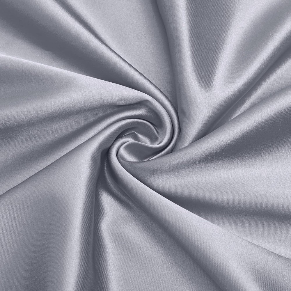 Charmeuse Satin Fabric by The Yard, 60 Inch Wide Silver Grey Satin Fabric Shi…