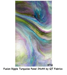 Fusion Ripple Turquoise Panel 24×44 cotton quilt fabric QT fabrics Cranberry