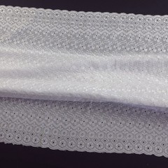 White Polycotton Eyelet Fabric Embroidered Floral Scalloped 40″ By the Fabric