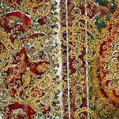 Vintage Style Paisley Floral Metallic Gold Iridescent Fabric Remnant 17×36