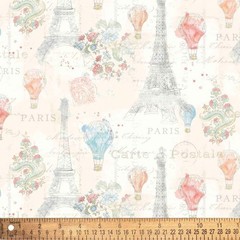 Paris Hot Air Balloon & Eiffel Tower – David Textiles Cotton Fabric (1 Yard)