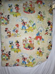 Vintage Walt Disney Productions Mickey and Friends Quilted Fabric Panel