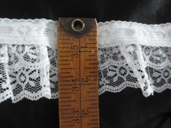 4937. 8 oz. – WHITE LACE TRIM – 6″ wide x 2 yds. & 2-1/2″ wide x 2 yds.