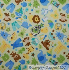 BonEful Fabric FQ Flannel Cotton Quilt VTG Green Star Baby Boy Small Stuffed Toy