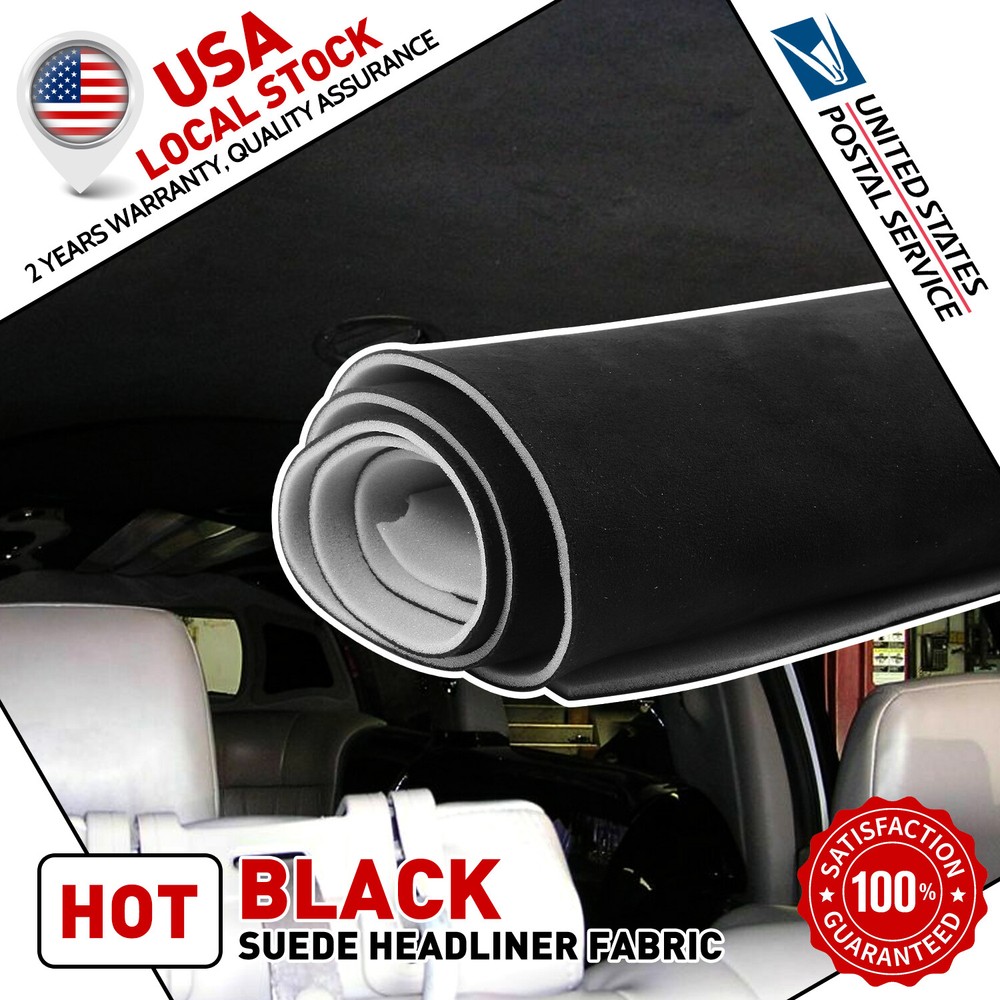 60” Black Automotive Headliner Fabric – MGT OEM – 1/9″ Foam Back 60″W US