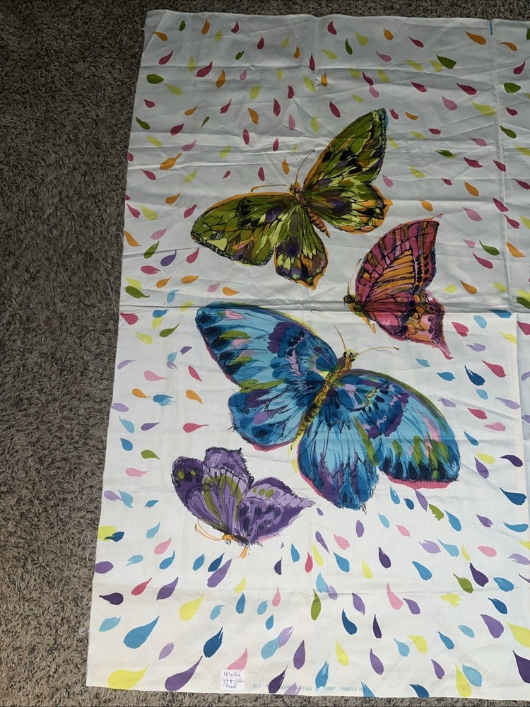 Butterfly Vtg Panel Abbot Fabrics Large Butterflies Unique