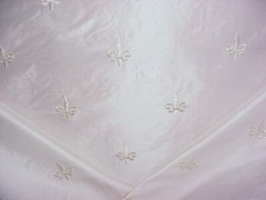 8-7/8Y Kravet 24703 Pearl Bright Fleur de Lis Embroidered Silk Upholstery Fabric