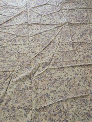 2 YDS x 61.5 Fabric Inch Width Feathered Motif Cream Yellow, Purple, White