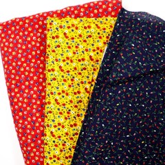 Vtg Quilting Fabric Cotton Lot 1 POUND Red Blue Yellow Tiny Florals Calico
