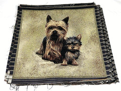 Yorkie Tapestry Fabric ( ONE PANEL ) Robert J May Artwork, Art=~17.375” x 15.75”