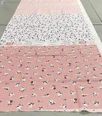 HTF Rare Onetex Korea 3 in 1 Cotton Quilt Fabric FQ’s – Pink Cats, Flowers Heart