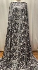 100% Silk Twill Grey Cream Abstract Botanical Landscape Fabric 3.5 Yds 56 “Wide