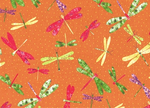 Designer Fabric Dragonflies Multi Colored Print Drapery Upholstery