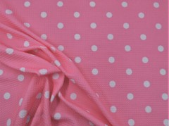 Bullet Printed Liverpool Textured Fabric Stretch Pink White Small Polka Dot S41