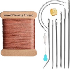 Repair Sewing Kit, Upholstery Needle and Thread Kit with 32 Yard Waxed Brown