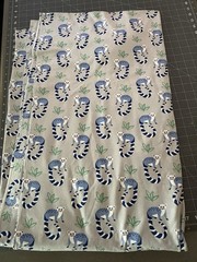 European organic cotton Knit jersey fabric-Lemurs On Gray 3yds 60” Wide One Cut