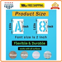 42 Pc 2 Inch Letter and Number Stencil Set Reusable Interlocking Craft Templates