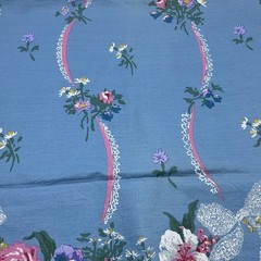 Light Blue Floral Flowers Design Pattern Fabric Material Textile 34 x 46