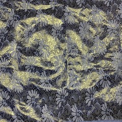 Fabric Vtge Metallic Gold & Royal Blue Floral Design 36” W By 5 1/2 Yds Long