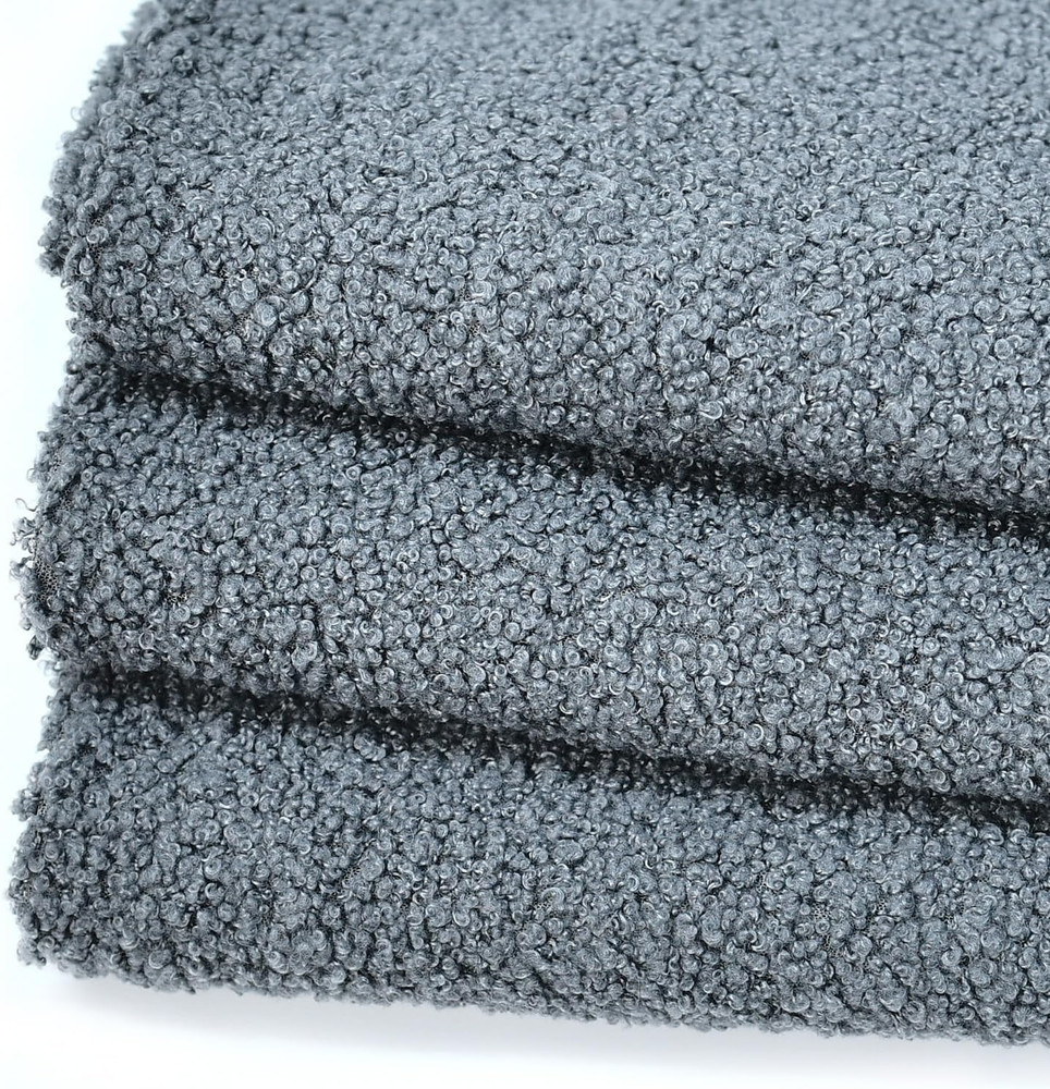 Grey Curly Teddy Fleece Sherpa Faux Fur Fabric, 1 Yard | 63″ Wide, Fluffy Soft,