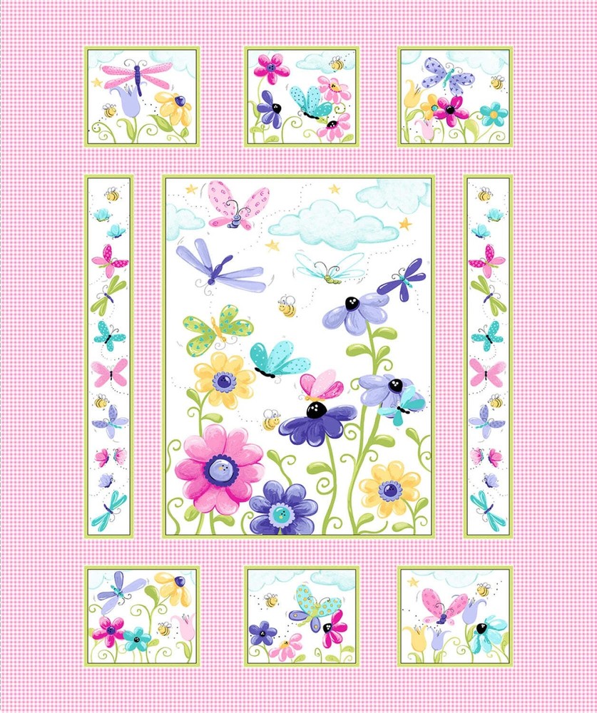 Pink Flutter the Butterfly 36″ Quilt Panel # SB20265-520