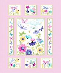 Pink Flutter the Butterfly 36″ Quilt Panel # SB20265-520