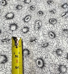 SUNFLOWER SUNFLOWERS BLACK WHITE 1 yard 100% Cotton Fabric Free Ship SBX1