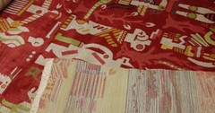 CLARENCE HOUSE ZAMBEZI RED TEXTURED AFRICAN LINEN VELVET FABRIC REM 24″L X 51″W