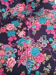 Hoffman International Fabrics “Antique Kimono’s” Fabric- 3+ Yard Piece-Navy/Pink