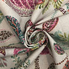 3.25 Yard Cut of Multi-Colored 100% Cotton Basketweave Floral Home Decor Fabric