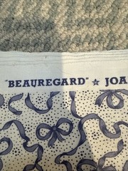 Vtg Concord Fabrics Joan Kessler 52 X 5 Yds Blue Bow On White Beauregard