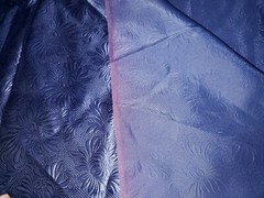 SATIN SILKY FABRIC 37″ x 45″ Gorgeous Shiny Print Navy Blue/Purple Tint