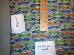 Race Cars on Grey Cotton Fabric – 15 INCHES WIDE and 36 INCHES LONG