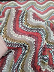 Multicolor Geometric Chiffon Fabric By the Yard Red Beige Green Apparel Dress