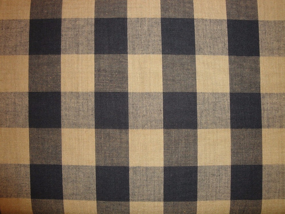 Black And Tea Dye Buffalo Check Cotton Homespun Fabric | Farmhouse Fabric