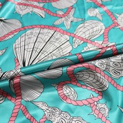 By Yard Conch Pattern Satin Fabric Lining Dolls Diy Handmade Scarf Material