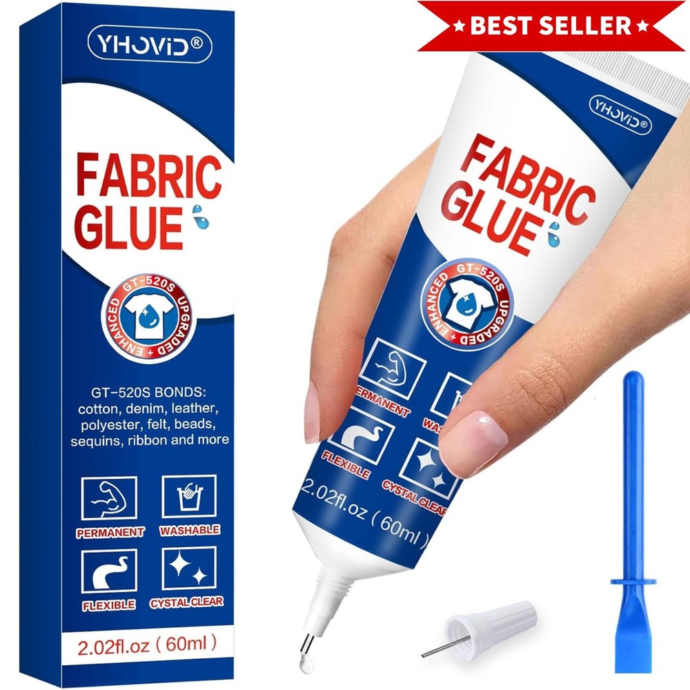 Fabric Glue Permanent Washable 60ML Clear No Sew Waterproof Adhesive