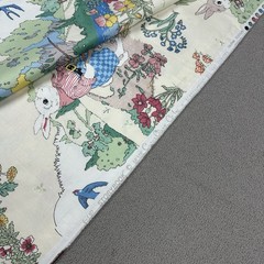 Vtg 90s 3.8yd Cyrus Clark Storybook Fabric Mr Bunny Rabbit Dupont Teflon 138X55”