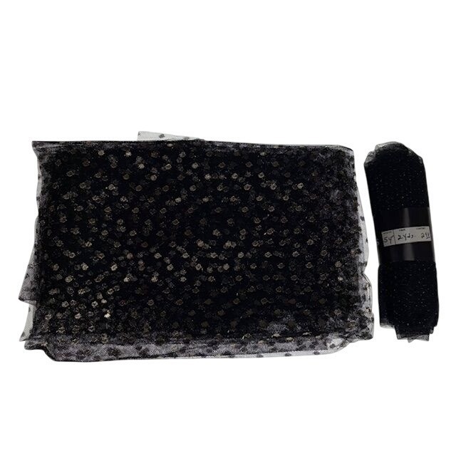 Black Gold Polka Dot Metallic Mesh Fabric Yard Crafts Costume Décor Wedding DIY