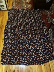 1940’s Blue/Red/Orange Viscose Rayon Fabric. 3.5 Yards.