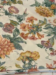 Vtg Robert Allen Floral sateen cotton McMillen 1989 7 yds 55″ peach green dupont