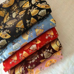 Oriental Japanese Fabric Fan Brocade Kimono Hanfu Cheongsam Vintage DIY