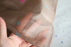 50s 60s Vintage Fabric Yardage 6.5 Yards Sheer Silk Organza Brown Pink Blue