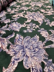 Pink Mauve Floral Brocade Fabric Sold By The Yard Black Organza Bridal Prom Dres