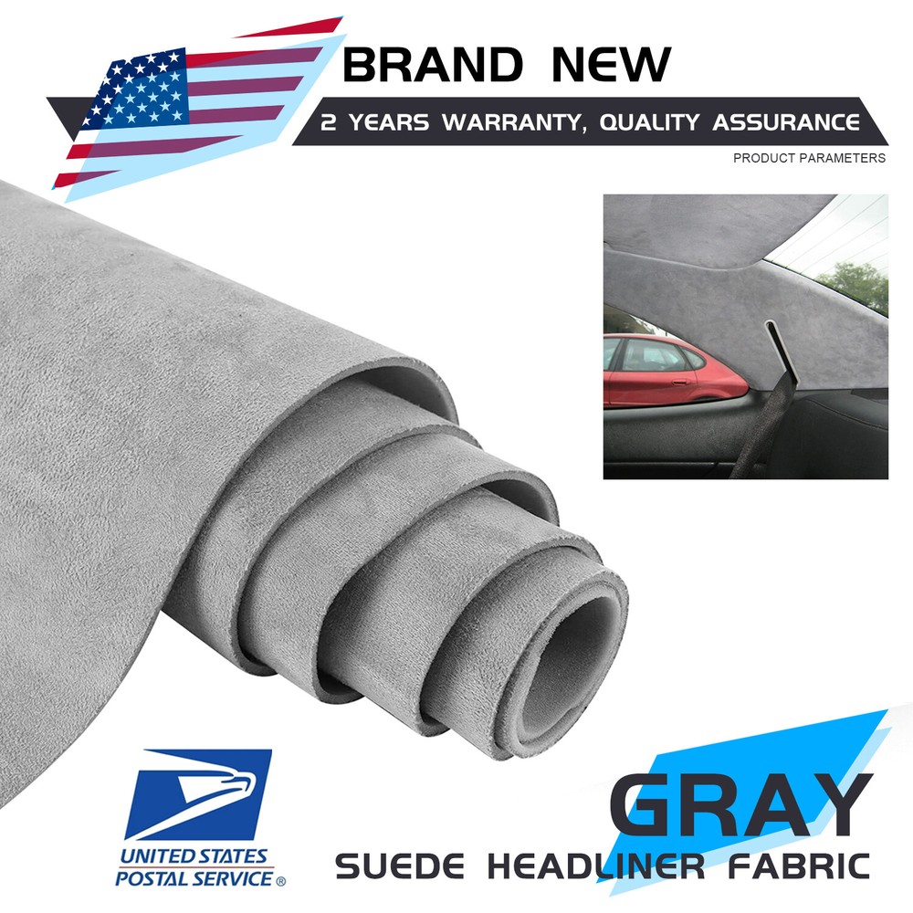 3MM Thick Suede Headliner Fabric Foam Auto Roof Repair Upholstery Material Gray