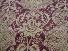 One Yd WILLIAMSBURG Fabric Market Square Shaimar Resist LINEN Upholstery BTY