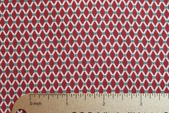 Fabric 100% Cotton YARDAGE Dark Red Diamonds with Cream Green Circles at points