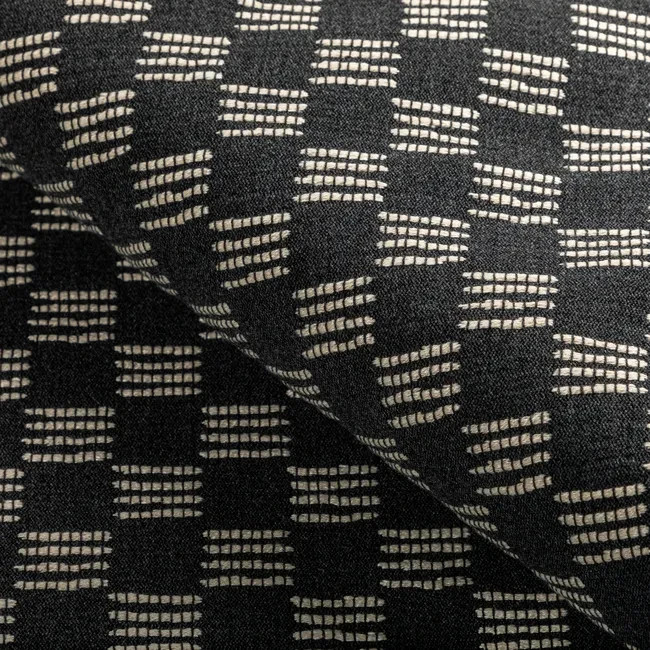 Groundworks OUTDOOR Woven Dash Squares Fabric- STROLL CHARCOAL 7 yds GWF-3785.21