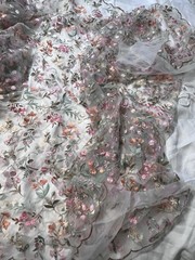 Multicolor Embroidered Floral Lace Fabric Bridal Prom Formal Cottage Granny Core
