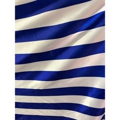 Blue & White Wide Stripe – Faux Silk Charmeuse Satin Fabric